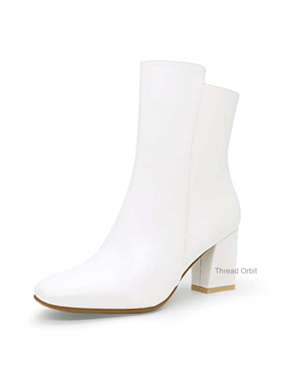 Square Toe Ankle Boots Block Heel Side Zip Booties